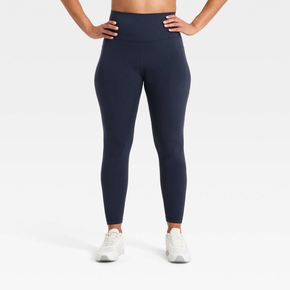 All In Motion - Women's Super Flex High-Rise 7/8 Pocketed Leggings Navy Blue - Picture 4 of 4
